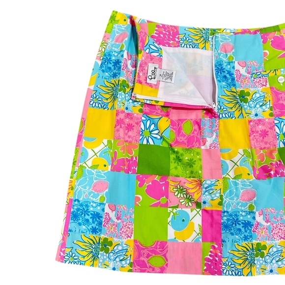 Lilly Pulitzer Vtg 90’s pink blue green Multicolor Patchwork A-Line Skirt 14 - Picture 4 of 6
